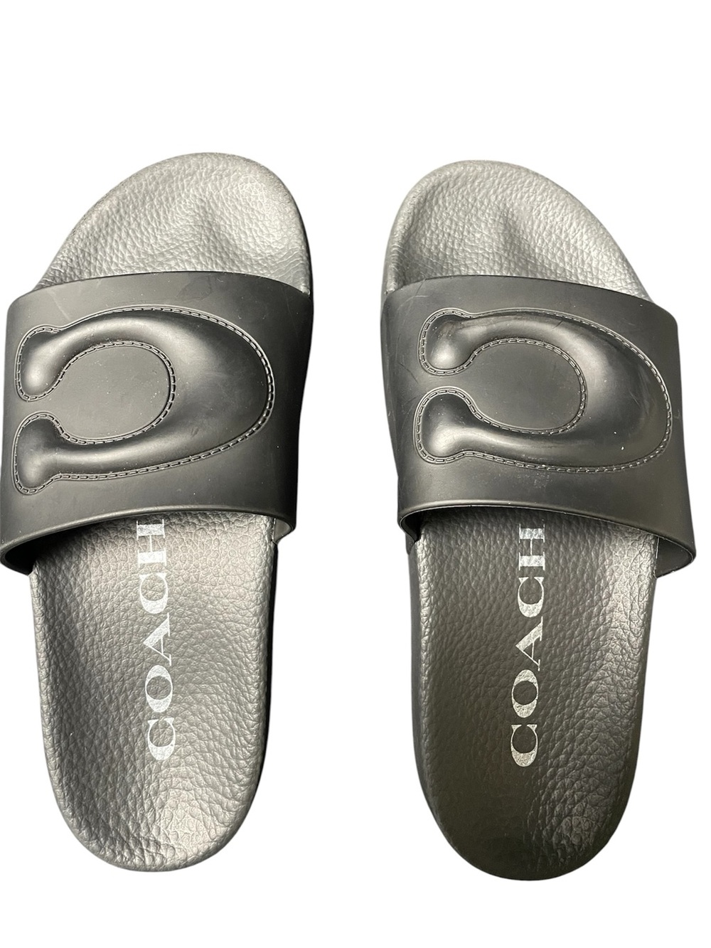 COACH Black Slide Sandals with Signature C Detail size 5
